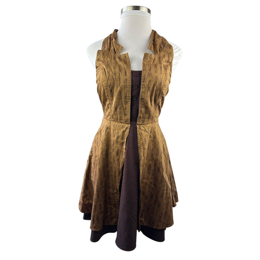 Doctor Who x Hot Topic Regeneration Dress Halter Pockets Brown BBC Women's Large - Picture 14 of 16